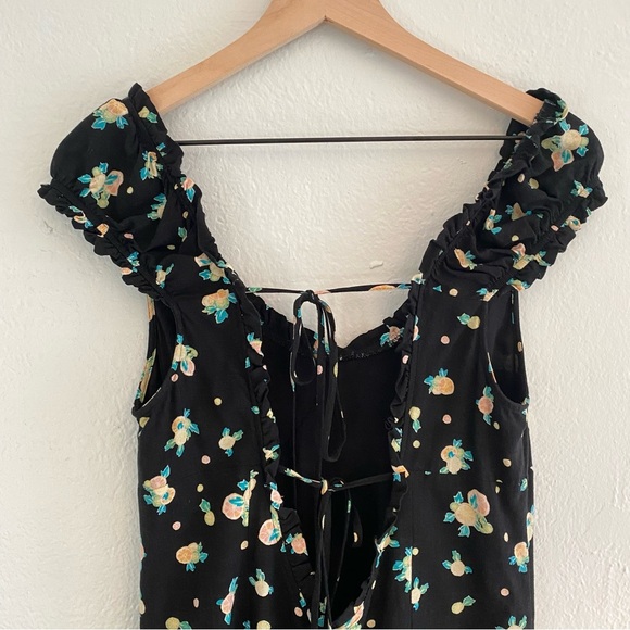 Free People Black Mini Dress with Sweetheart Neckline and Flutter Sleeves - Picture 7 of 9